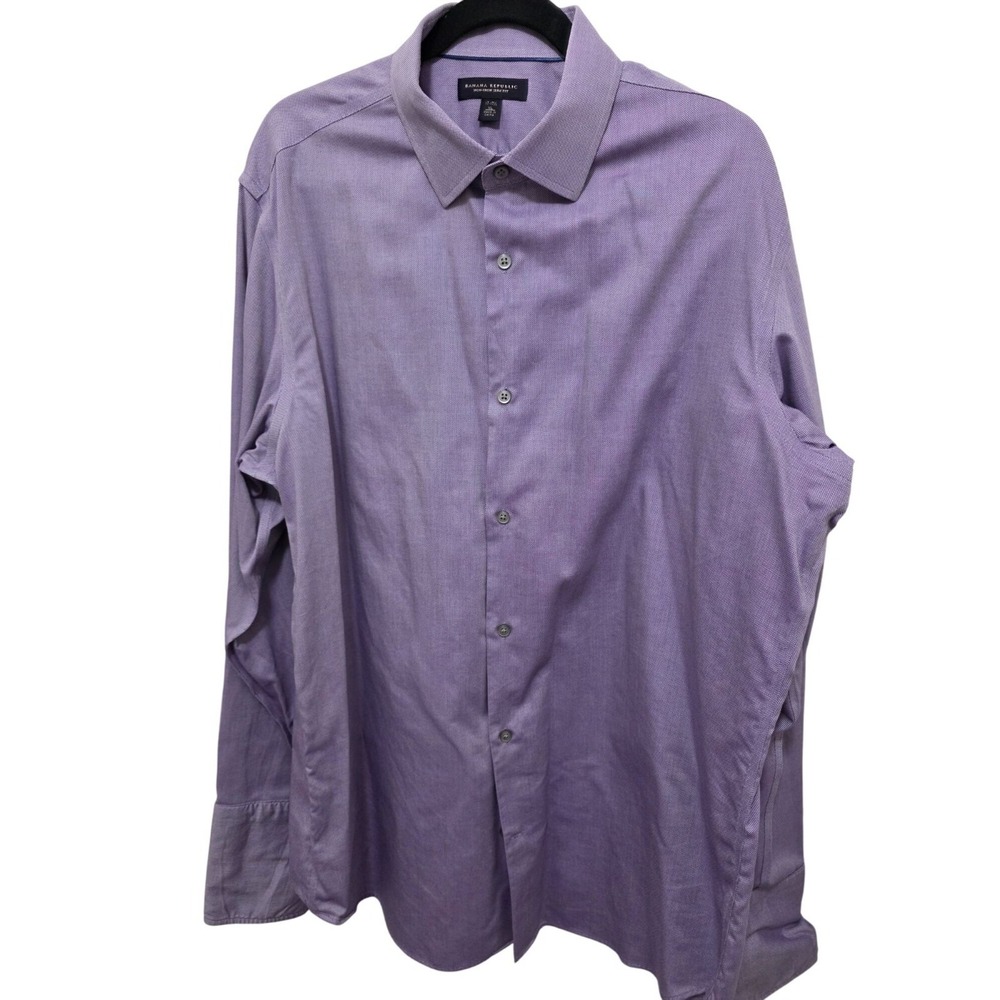 Banana Republic Non Iron SLIM FIT Men's Lavender Long-Sleeve Button-Up Dress Shi